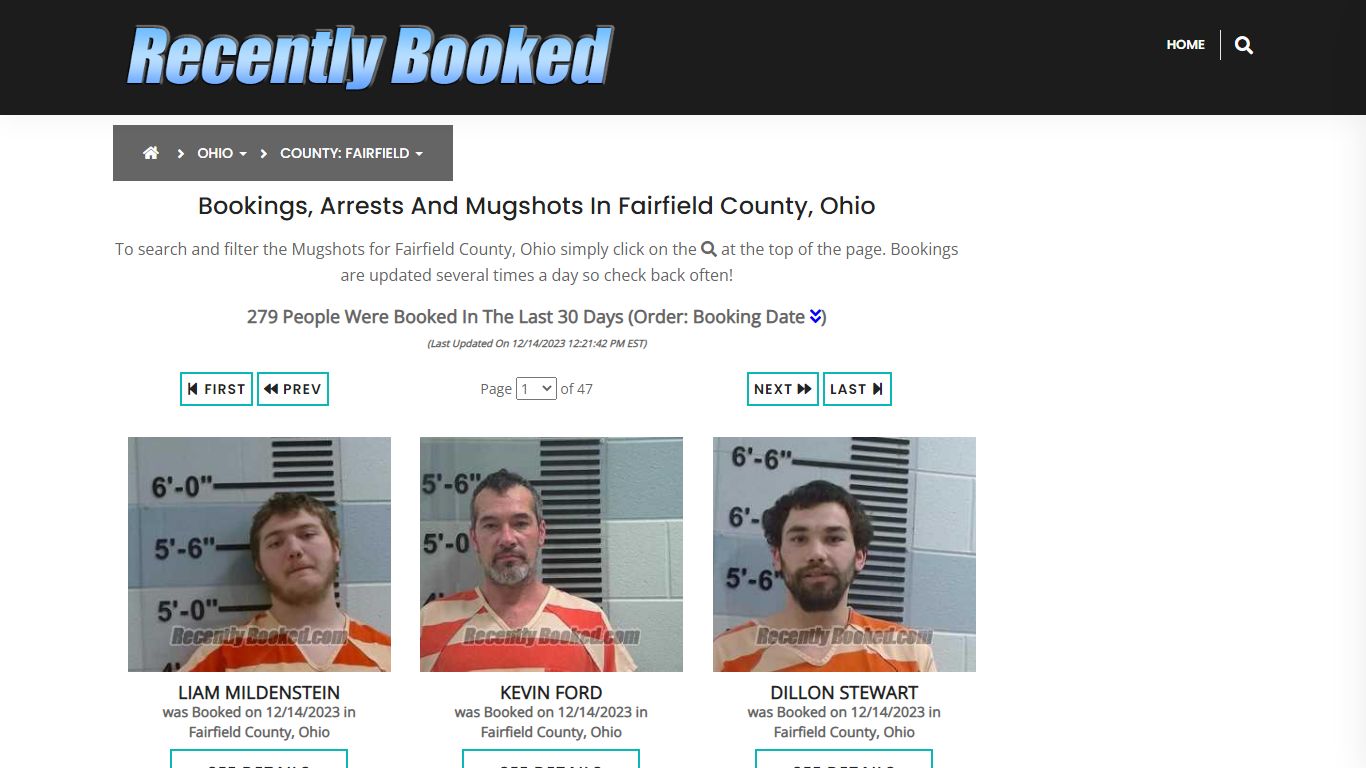 Recent bookings, Arrests, Mugshots in Fairfield County, Ohio